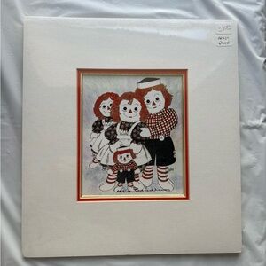 Betty MacLaren Artist Proof Raggedy Ann & Andy Folk Art Print Matted Signed